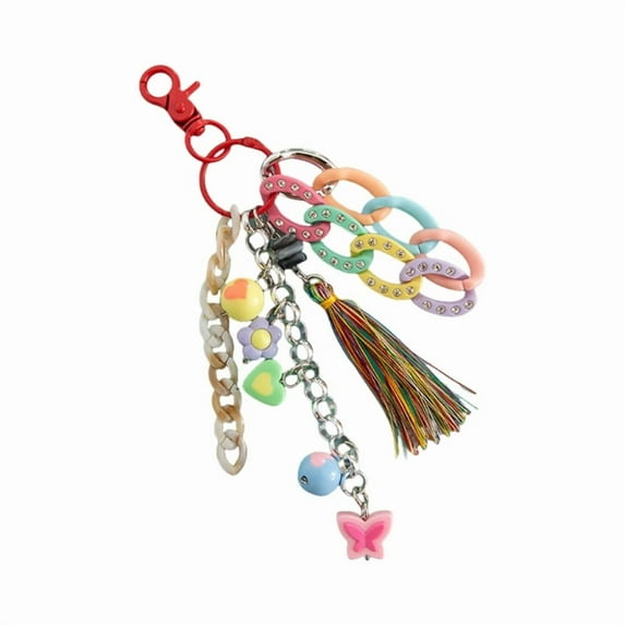 Acrylic Butterfly Flower Keychain Charm Fashion Forward Acrylic Key Rings Tassel Charm Key Chain Pendant for Daily Use