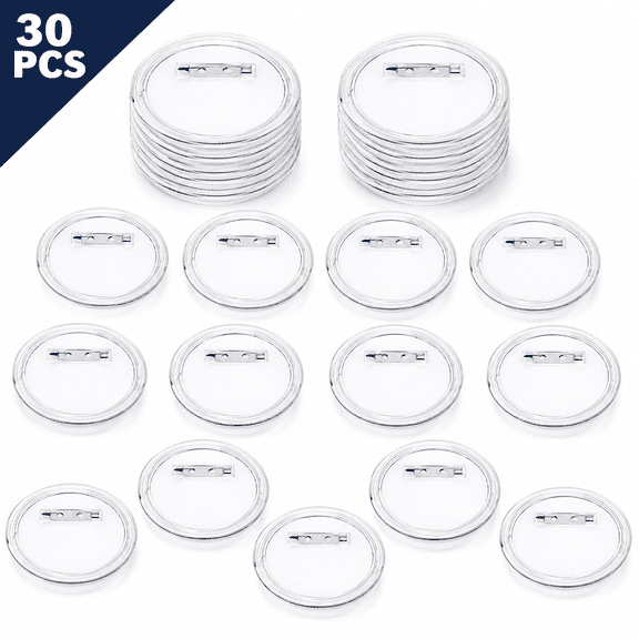 Acrylic Button Pin Badge Clear Blank Badge Kit for DIY Badges Crafts Supplies 30 Pcs