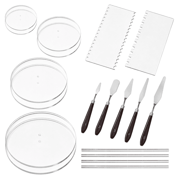 Acrylic Cake Discs, 8 Clear Rounds, 2 Scrapers, 4 Dowels, 5 Spatulas, Layer Cake Frosting Kit, Baking Decorating Tool Set, 4.25 In, 6.25 In, 8.25 In, 10.25 In