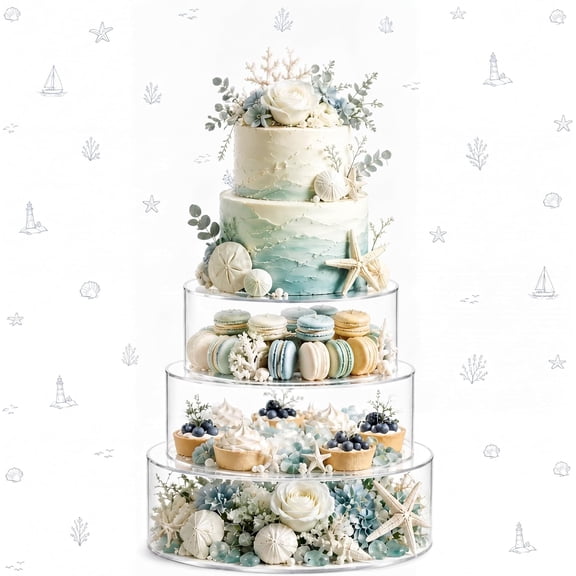 Acrylic Cake Stand with LED Lights 6 Inch 8 Inch 10 Inch Clear Fillable Round 3 Tier Display