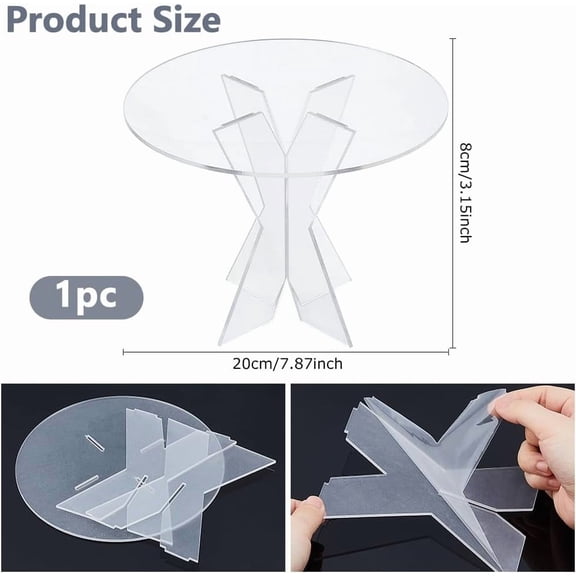 Acrylic Cake Stands 7.9"x3.2" Round Dessert Table Display Set Cupcake Organizer Holder Clear Food Display Riser Party Supplies for Dessert Presentation Tabletop Use Action Figure Showing