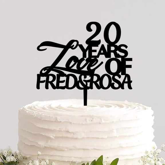 Acrylic Cake Topper Custom Colors Happy 20th Anniversary Decorative Pastry Cake Insert Topper Sign Funny Cake Decor for Anniversary Celebration Ceremony Theme Party Decor