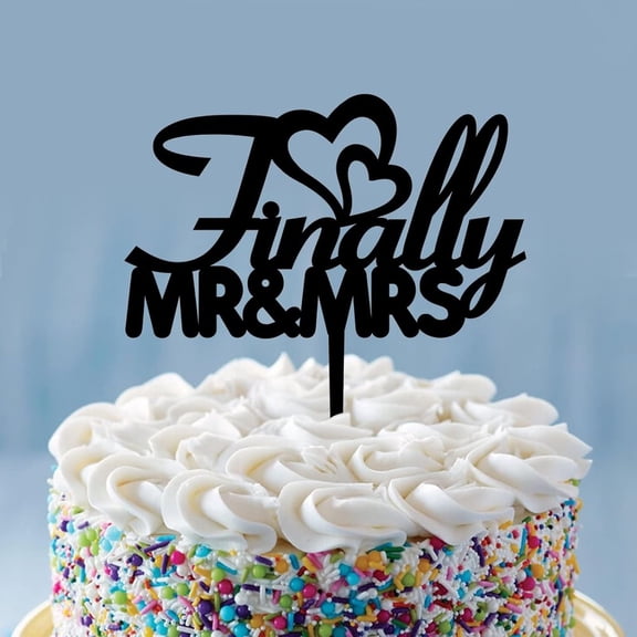 Acrylic Cake Toppers, Finally Mr Mrs Topper, Black Acrylic Cake Topper, Wedding Toppers