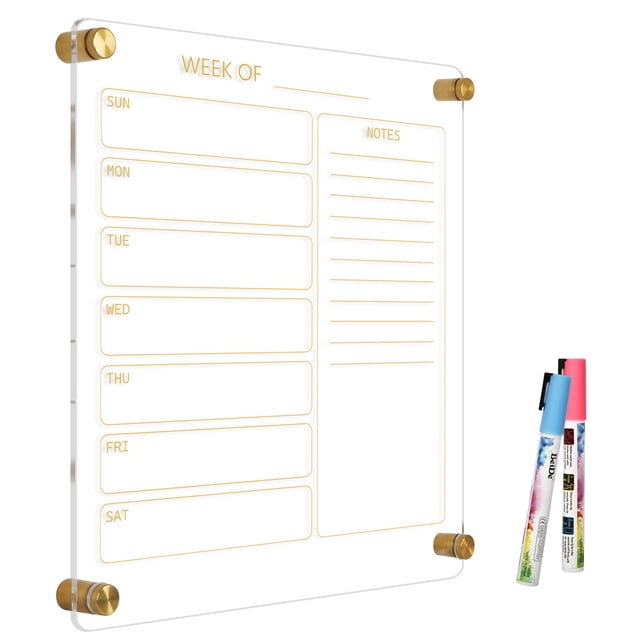Acrylic calendar for wall 12 x14 ultra clear golden dry erase board