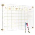 thumbnail image 1 of Acrylic Calendar for Wall Whiteboard, 24''x16'' Weekly Clear Dry Erase Board, Wall Hanging Non-Magnetic Floating Frameless Gold Print Whiteboard with Markers, for Home, Office. Wall Decor, 1 of 8