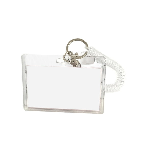 Acrylic Card Case With Spring Cord Keychain Hook Water Resistant Card Sleeve