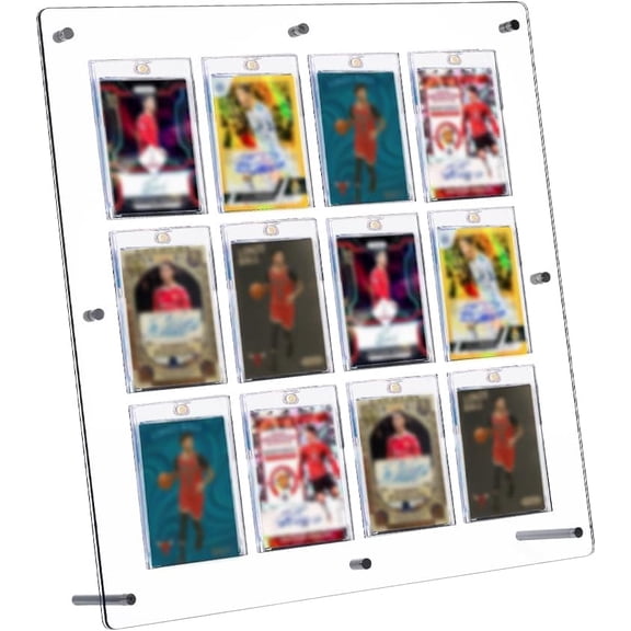 Acrylic Card Display Case 12 Holds Clear PVC Desktop Sport Card Organizer Holders Square Trading Cards Sports Display Case