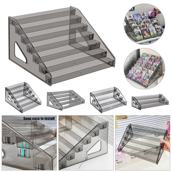 Acrylic Card Display Stand, 3-7 Tier Versatile Acrylic Display Rack for PSA Cards, Sports Trading Cards, Greeting Cards - 3 Tier