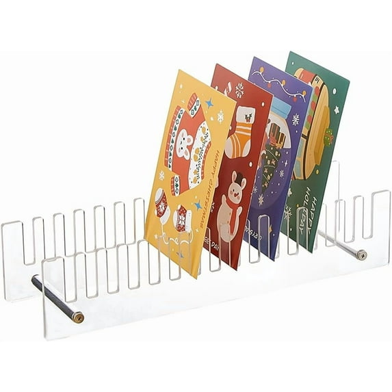 Acrylic Card Display Stands 16 Slot Greeting Card Display Stand Rectangle Postcards Display Rack Portable Card Holder Clear Tabletop Photo Organizer for Home Retail Counter Show 32x8.2x7cm Clear DIY