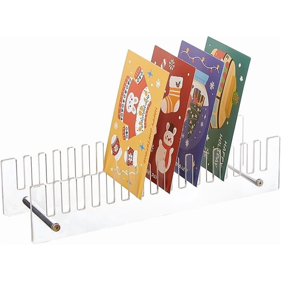 Acrylic Card Display Stands 16 Slot Greeting Card Display Stand Rectangle Postcards Display Rack Portable Card Holder Clear Tabletop Photo Organizer for Home Retail Counter Show 32x8.2x7cm diy