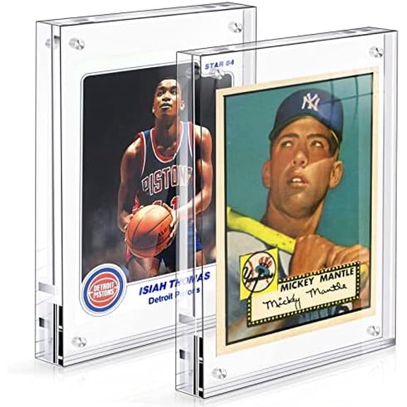 Acrylic Card Frame, Magnetic Trading Card Display Frames Desktop Display - 2 Sets Clear