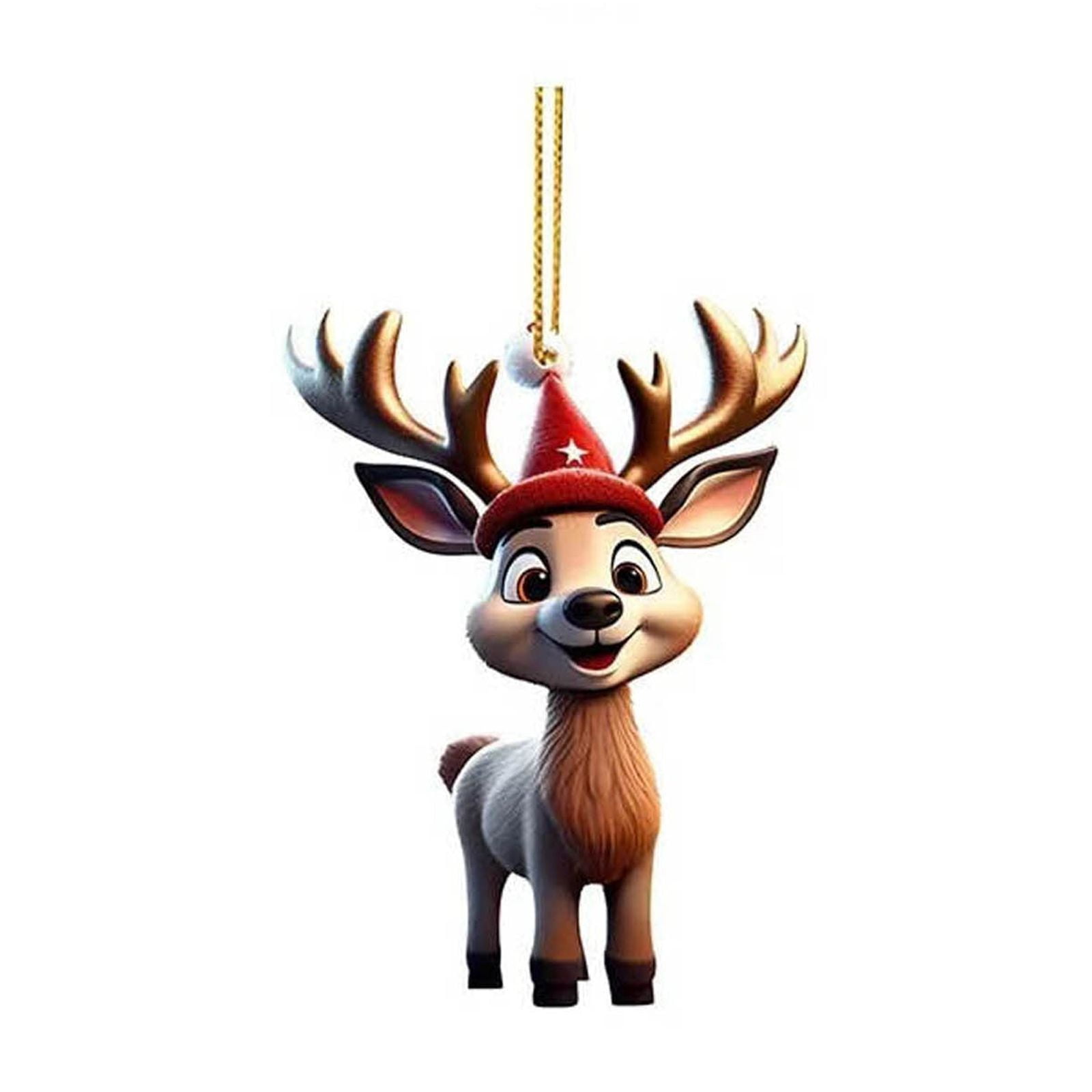 Acrylic Cartoon Fawn, Christmas Tree Pendant, 2024 Christmas