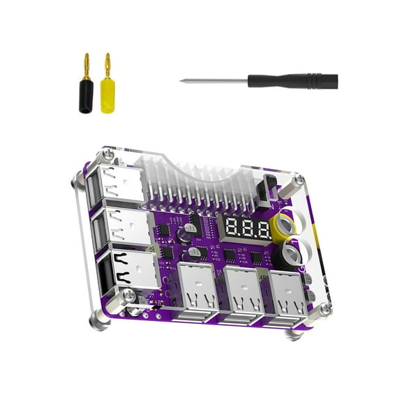 Acrylic Case Kit 12 Port USB2.0 3 Digit LED Display 12V Output Support QC2.0