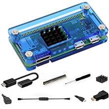 Acrylic Case Kit Compatible with Raspberry Pi Zero 2 W Includes Heatsink, HDMI Adapter, OTG Cable, Header Pins & Screwdriver for DIY Projects
