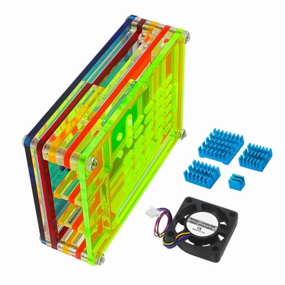 Acrylic Case Optional Cooling Fan Cover for RPi 5 PC Board Heatsink Enclosure