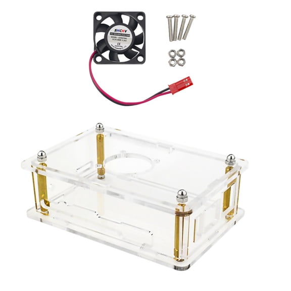 Acrylic Case with Fan for Orange Pi 5 Clear Transparent Design, Enhanced Cooling Performance Case