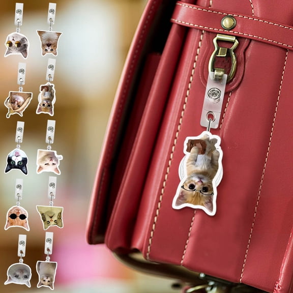 Acrylic Cat Badge Reel, Retractable Cute Badge Reel, Kitten Insignia Holder with Alligator Clip, Badge Holder, Kitten ID Card Clip for Students Office Staff Nurse, Funny Badge Holder A