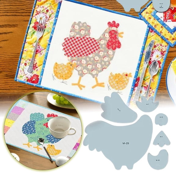 Acrylic Chicken Shape Sewing Quilt Template Set Transparent for DIY Crafting Sewing Projects