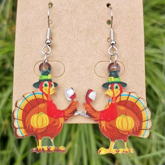 Acrylic Chickens Turkey Thanksgiving Earrrings Women Pumpkin Fall Jewelry Gifts