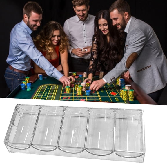 Acrylic Chip Box, Texas Poker Club Chip Rack, Transparent Chip Plate and Organizer for Poker Chips, 22X9X4Cm