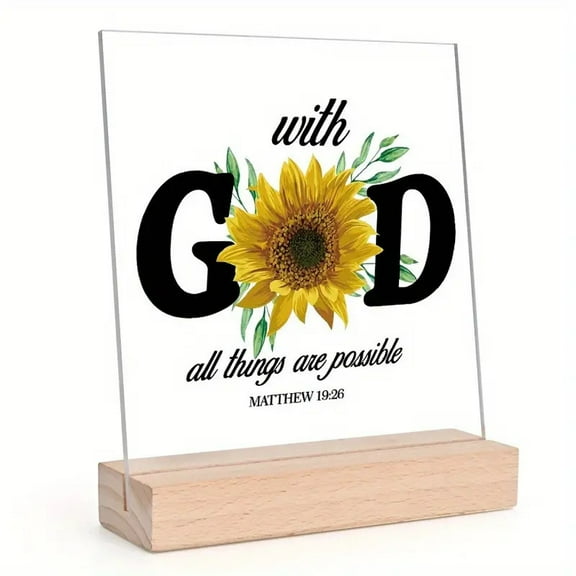 Acrylic Christian Jesus Gift for Women Men Acrylic Standing Cross Religious Inspirational Gifts with Bible Verse and Prayers Sunflower for Friends Mom Wife Colleague