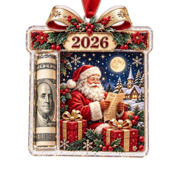 Acrylic Christmas Cash Gift Ornament, 10x12 cm Hanging Money Holder ...