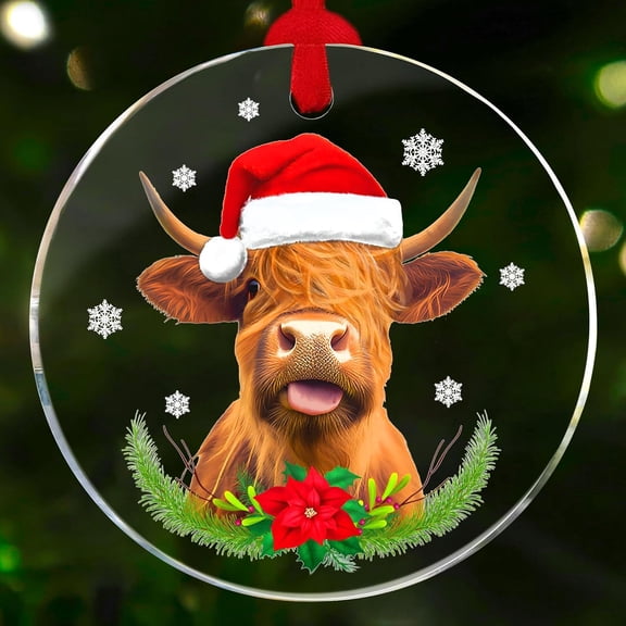 Acrylic Christmas Cow Ornament, Highland Cow Christmas Decorations Indoor, Thanksgiving Decorations, Christmas Tree Decorations