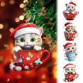 thumbnail image 1 of Acrylic Christmas Decorations for Tree Teacup Cat 2D Flat Ornaments Xmas Hanging Vintage Christmas Ornaments New Year Pendant Holiday for Christmas Tree Party Decor, 1 of 6