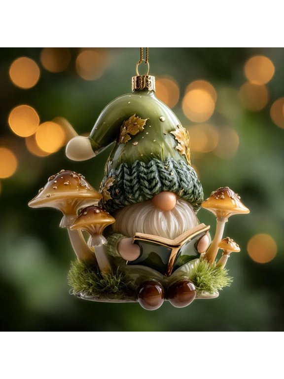 Acrylic Christmas Gnome Ornament, Usupdd Handcrafted Glowing Gnome Decor for Tree, Light Reflecting Acrylic Ornament with Lantern for Holiday Winter Wonderland