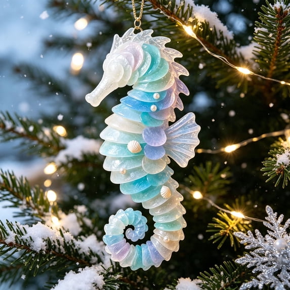 Acrylic Christmas Hanging Ornament, Beach Style Mini Christmas Tree Pendant, Solid Acrylic Holiday Decor With Hanging Cord for Tree, Window, Wall, Wreath