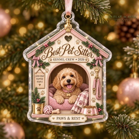 Acrylic Christmas Hanging Ornament, Best Pet Sitter Kennel Crew Dog Gift for Boarding Staff