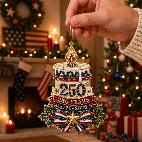 Acrylic Christmas Ornament 250th Anniversary Patriotic Candle Tree Hanging for Christmas 2026