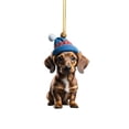 thumbnail image 1 of Acrylic Christmas Ornament,Acrylic Cartoon Christmas Pendant,Wearing Christmas Hat Pet, Pine Tree Decor,Xmas Gift for Hanging House Charm Eve Keepsake,Car Rear View Mirror Accessories(B), 1 of 9