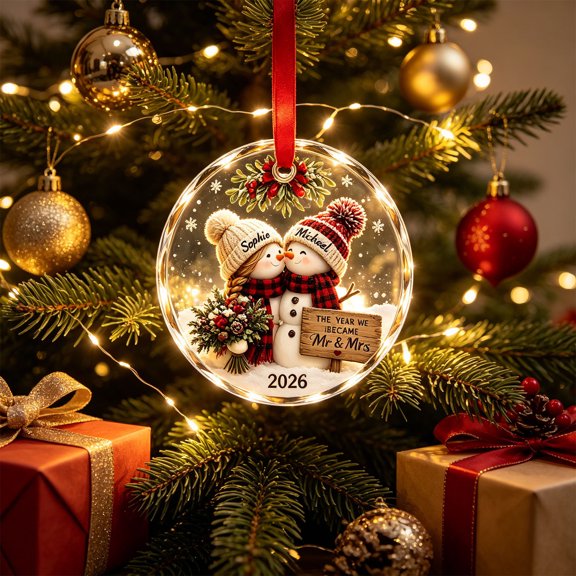 Acrylic Christmas Ornament Pendant 3.15in Clear Tree Hanging Decoration for Holiday Home Decor White Red