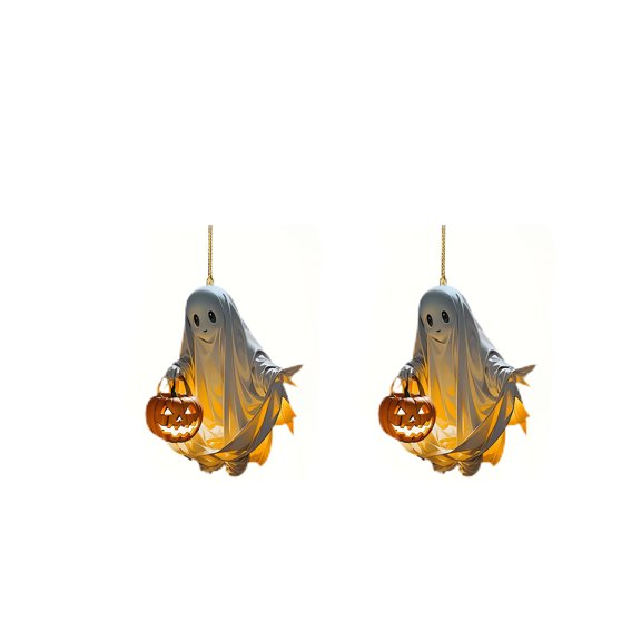 Acrylic Christmas Tree Car Accessory, 2PCS Holiday Pumpkin Ornament for Home Auto Seasonal Decor