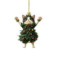 thumbnail image 1 of Acrylic Christmas Tree Cat Keychain Pendant - Festive Holiday Ornament, 3.12in, 1 of 7