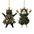 thumbnail image 1 of Acrylic Christmas Tree Cat Keychain Pendant - Festive Holiday Ornament, 8*6cm, 1 of 8