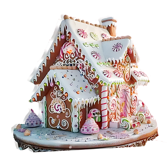 Acrylic 2D Christmas Village House Candyland Candy House Snow Village Christmas Decorations Christmas Figurines Scene Desktop Ornament for Home Xmas Village Party Landscape Decor (Pink)