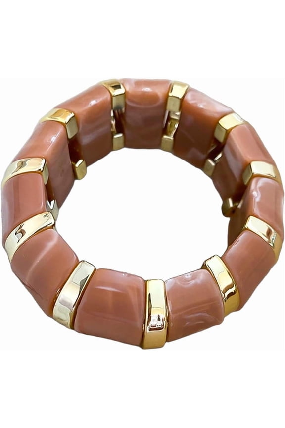 Acrylic Chunky Bangle Stretch Bracelets for Women Gold-Toned Wide Resin Round Geometric Thick Cuff Bangle Wristband Bracelet Lightweight Fashion Y2K Jewelry for BFF Sister