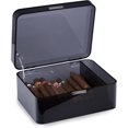 thumbnail image 1 of Acrylic Cigar Humidor Cigar Storage Box, Air Tight Cigar Container, Humidifier, Compartment for Humidity Pack Stores 50-75 Cigars (Black), 1 of 7