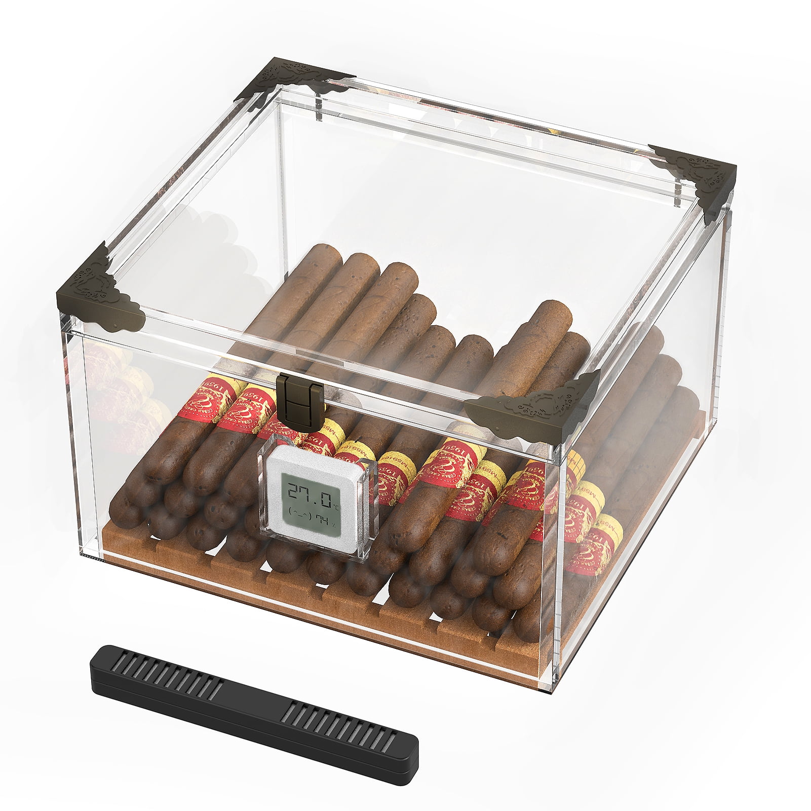Acrylic Cigar Humidors Box case, WIAEE Retro Humidor Desktop Humidifier