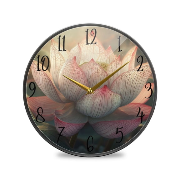 Acrylic Circular Clock 11.9x11.9 Inch Circular Clock Decorative Clock Creative Clock Dual-Purpose Clock Wall Clock Clock Decorate Your Space Beautiful Big Lotus