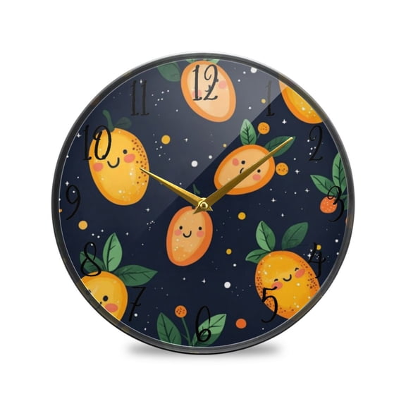 Acrylic Circular Clock 11.9x11.9 Inch Circular Clock Decorative Clock Creative Clock Dual-Purpose Clock Wall Clock Clock Decorate Your Space Cartoon Cute Mango