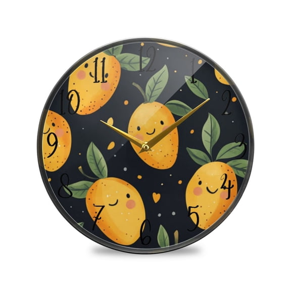 Acrylic Circular Clock 11.9x11.9 Inch Circular Clock Decorative Clock Creative Clock Dual-Purpose Clock Wall Clock Clock Decorate Your Space Cartoon Smile Mango