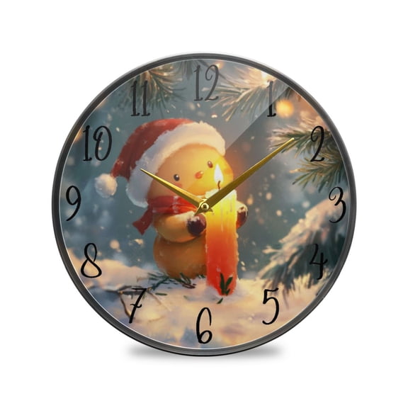 Acrylic Circular Clock 11.9x11.9 Inch Circular Clock Decorative Clock Creative Clock Dual-Purpose Clock Wall Clock Clock Decorate Your Space Cartoon Snowman Candle Picture