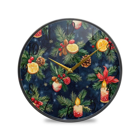 Acrylic Circular Clock 11.9x11.9 Inch Circular Clock Decorative Clock Creative Clock Dual-Purpose Clock Wall Clock Clock Decorate Your Space Christmas Cartoon Candle