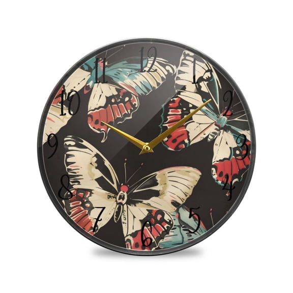 Acrylic Circular Clock 11.9x11.9 Inch Circular Clock Decorative Clock Creative Clock Dual-Purpose Clock Wall Clock Clock Decorate Your Space Giant Butterfly