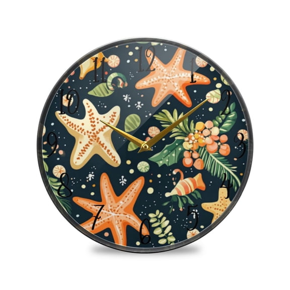 Acrylic Circular Clock 11.9x11.9 Inch Circular Clock Decorative Clock Creative Clock Dual-Purpose Clock Wall Clock Clock Decorate Your Space Pretty Cartoon Starfish