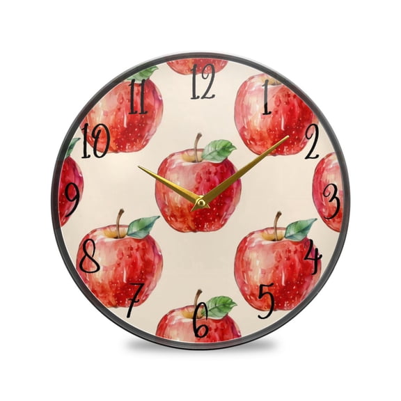 Acrylic Circular Clock 11.9x11.9 Inch Circular Clock Decorative Clock Creative Clock Dual-Purpose Clock Wall Clock Clock Decorate Your Space Red Apple
