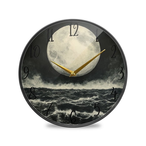 Acrylic Circular Clock 11.9x11.9 Inch Circular Clock Decorative Clock Creative Clock Dual-Purpose Clock Wall Clock Clock Decorate Your Space Sea Moon Pattern